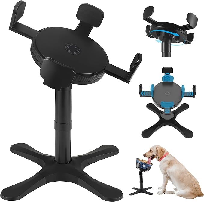 Dog Bowls,Elevated Adjustable Dog Bowl Stand with 3 Heights & Tilted Feeding Design, Raised Stand Compatible with Medium & Large Breeds(1 Pack) Black by KMXASP