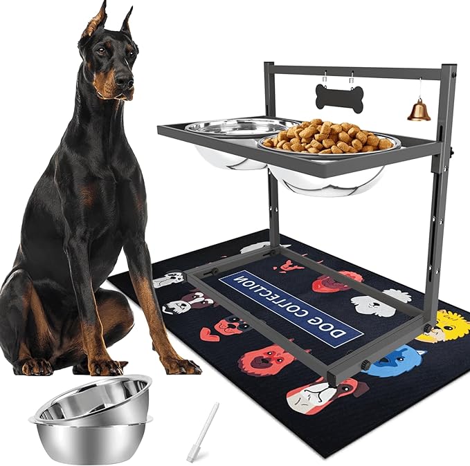 SHAINFUN Elevated Dog Bowls for Large Dogs and Extra Large Sized Dog Raised Dog Bowl Stand Adjustable Height with Two 3000ML(13-14cups) Stainless Steel Dog Food Bowls Metal Elevated Dog Bowl Stand by SHAINFUN