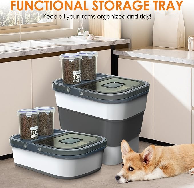 HOYTAMDAR 35lbs Dog Food Storage Container, Collapsible Dog Food Container, Wheels, Handle, Airtight Pet Food Storage Container, Scoop, 2L Small Dry Food Pail For Dog Cat Bird Food - Image 4