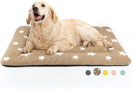 Mora Pets Dog Crate Pad Dog Kennel Bed Crate Mat for Large Dogs Washable Cute Star Pet Bed for Cage Ultra Soft Flat Pillow Cushion for Cozy Sleeping Anti-Slip Brown 42 x 27 by MoraPets