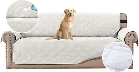 H.VERSAILTEX 100% Waterproof Sofa Slipcover Washable Sofa Cover Non-Slip Couch Cover for 3 Cushion Cover Furniture Protector for Pets Couch Cover with Puppy Paw Silicone Backing (XL Sofa, Off White) by HVERSAILTEX