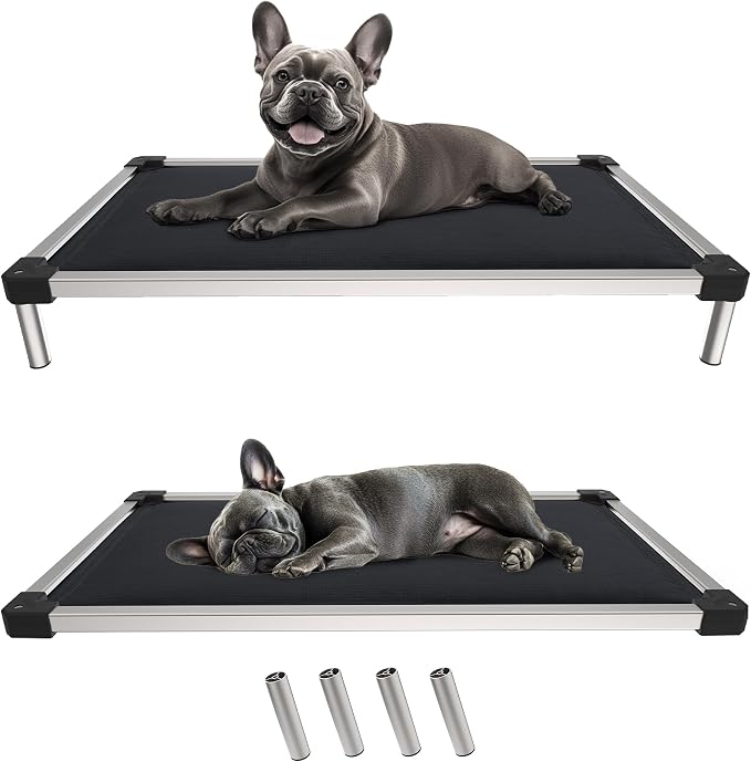 FXW TitanNest Chew-Proof Elevated Dog Bed, Raised Cot for Indoor/Outdoor/Camping Use, Durable & Washable Padded Pet Bed for Extra-Small Dogs, 29.0" L x 18.0" W x 4.5" H, Black by FXW