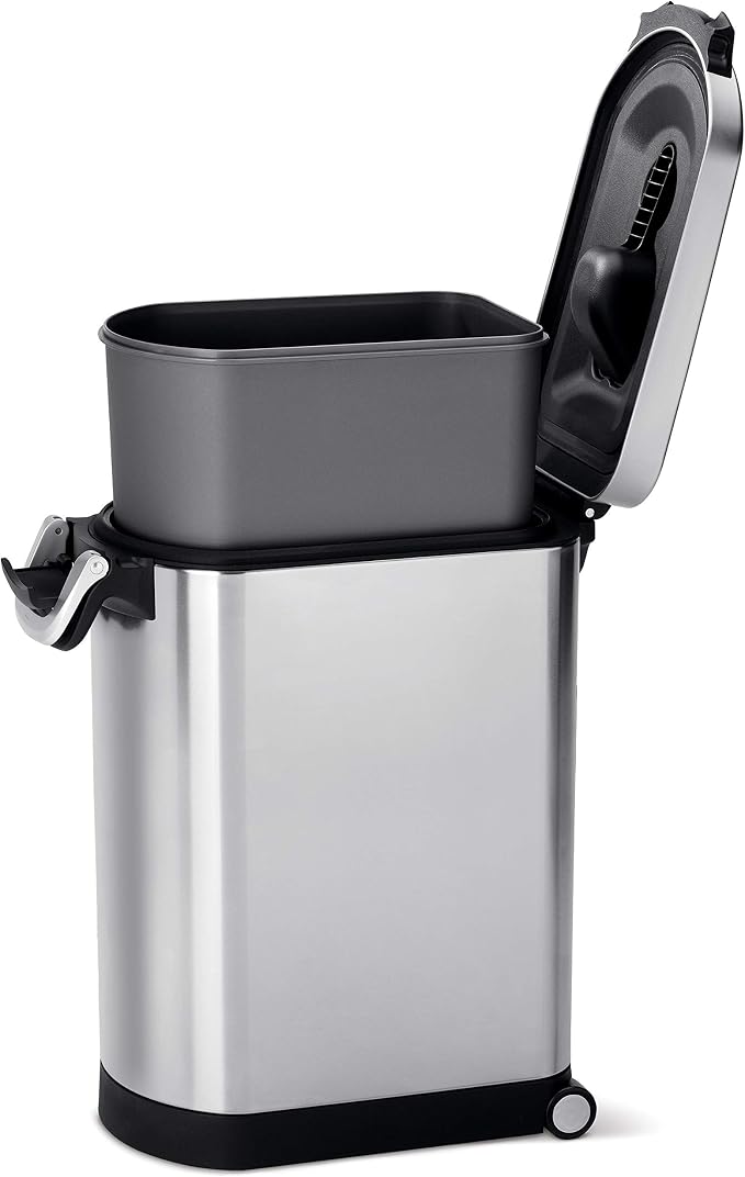 simplehuman Large Pet Food Storage Container, Holds 30-35 lb / 14-16 kg of Dry Dog Food, Cat Food, or Bird Seed, Airtight Lock-Tight Lid with Magnetic Scoop, BPA-Free, Brushed Stainless Steel - Image 5