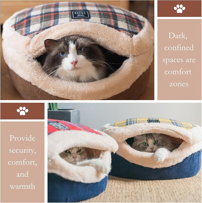 Cat Bed Cave - Enclosed Hideaway with Detachable Lid for Kitten (Yellow) | Covered round house, Removable top, Separate liner, Cozy privacy nook, Apartment-friendly shelter, Easy cleaning setup - Image 3