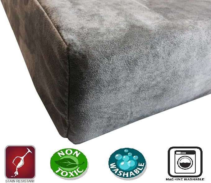 Dogbed4less XXL Orthopedic Gel Infused Cooling Memory Foam Dog Bed for Large Pet, Waterproof Liner, Micro Suede Gray Cover, 55X37X4 Inch - Image 4