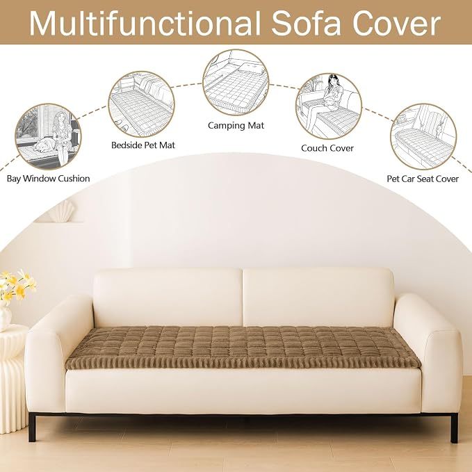 hyha Couch Cover for Dogs, Washable Non Slip Plush Flannel Sofa Protector | Thick Flannel, Silicone Anti-Slip Backing, Pet Hair & Scratch Protection, Fits Sofa & Loveseat (27.6" x 59") - Image 3