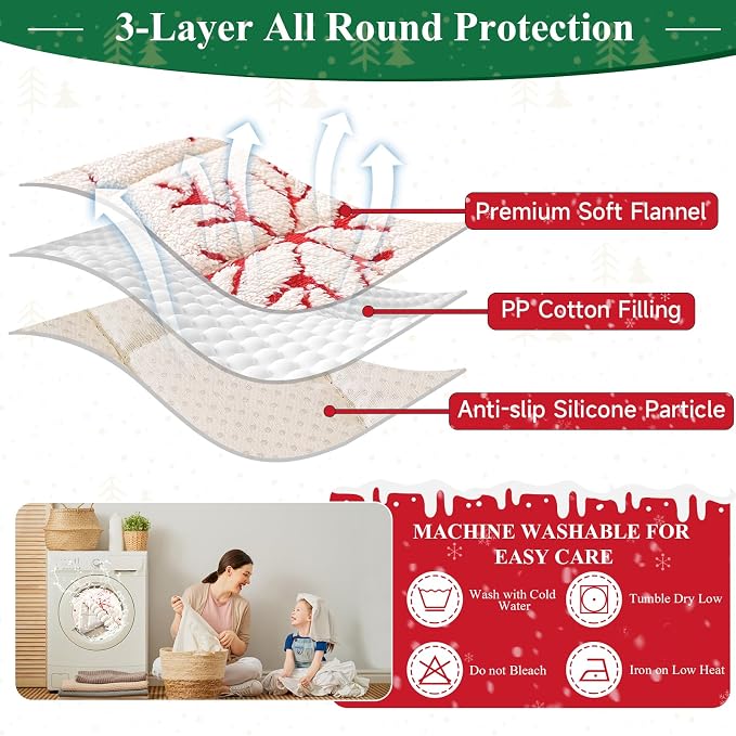 VClife Fuzzy Anti-Slip Dog Couch Cover for Christmas, Creamy, 27.6 x 59.1 | Soft Thick Couch Covers for 2 Cushion Couch Sofa Pet Friendly, Scratch Resistant Sofa Cover Washable Dog Furniture Protector - Image 5