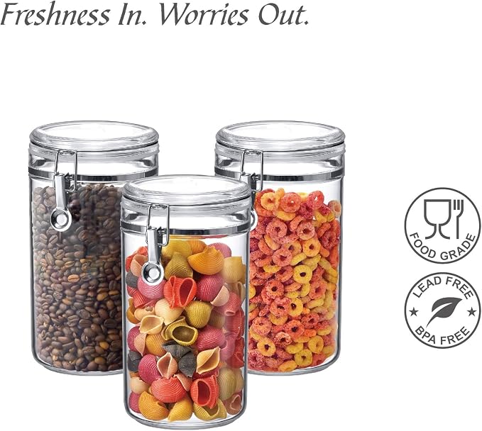 Amazing Abby - Cathy - 70-Ounce Plastic Canister (Set of 3), Plastic Airtight Food Container, Stackable for Pantry Storage, BPA-Free and Shatter-Proof, Perfect for Home and Commercial Use - Image 6