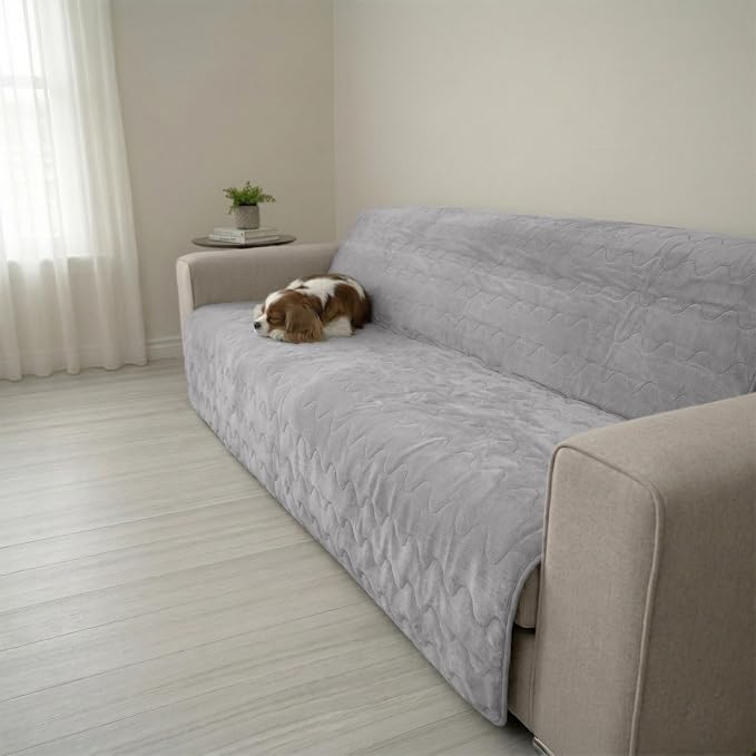 Paw Inspired Non-Slip Couch & Furniture Protector (Anti-Slip, Gray) | Waterproof, Washable Bed & Couch Cover for Dogs, Cats, and Pets, 80x90 Inch Size - Image 7