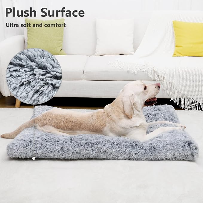 Vonabem Dog Bed, Extra Large, Plush Soft Pet Beds for XL Dogs, Crate Pad, Washable, 41L x 27W x 2H Inches, 100 lbs Capacity, Grey | Machine washable, Anti-Slip Bottom, Kennel Pad 41*27", Ultra Soft Cozy, Easy to Care - Image 2