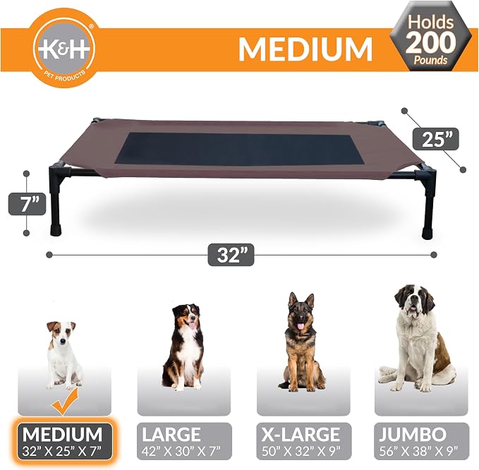 K&H Outdoor Elevated Dog Bed - Cooling Raised Dog Bed for Small & Medium Pets, Breathable Mesh Center Hammock Design, Indoor/Outdoor Washable Cover, Portable Metal Frame, Chocolate, Medium 32x25in - Image 5