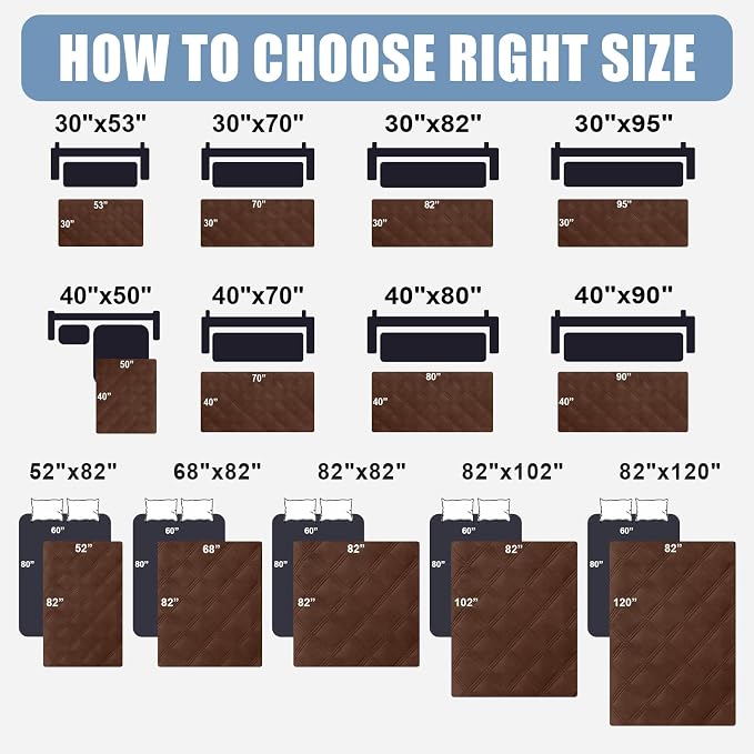 Smiry Waterproof Dog Bed Cover, Reversible Pet Blanket for Sofa Couch | Soft Washable Dog Blanket, Leakproof Couch Cover for Dogs Cats & Furniture Protection, 30x95, Brown/Chocolate - Image 6