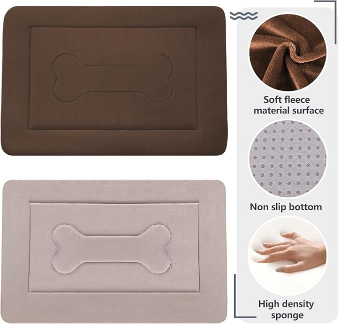 Extra Large Dog Bed Soft Dog Crate Pad Mat, 48 in Non-Slip Bottom Washable Dog Sleeping Mattress Pet Beds Cat Bed Kennel Pad, Dark Brown - Image 2