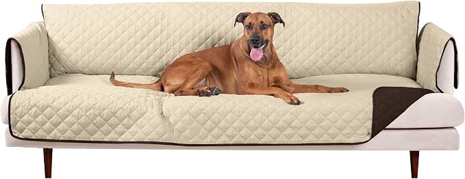Furhaven Water-Resistant & Reversible XL Sofa/Couch Cover Protector for Dogs, Cats, & Children - Two-Tone Pinsonic Quilted Living Room Furniture Cover - Espresso/Clay, Extra Large Sofa - Image 2