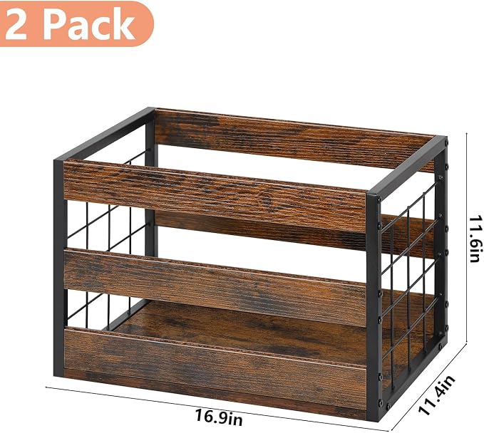 CADUKE Large Dog Toy Box Set of 2 | Dog Toy Storage, with Handles, Large, Durable, MDF Board Perfect for Organizing Chew Toys, Puppy Leash, Accessories - Image 2