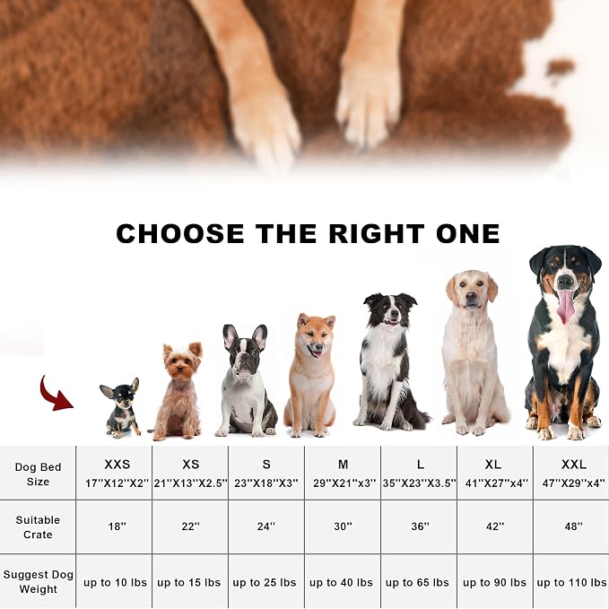 Bedfolks Waterproof Crate Bed, Plush Dog & Cat Bed with Removable Washable Cover, Faux Fur Kennel Pad, 17"x12", Cow Print - Image 7