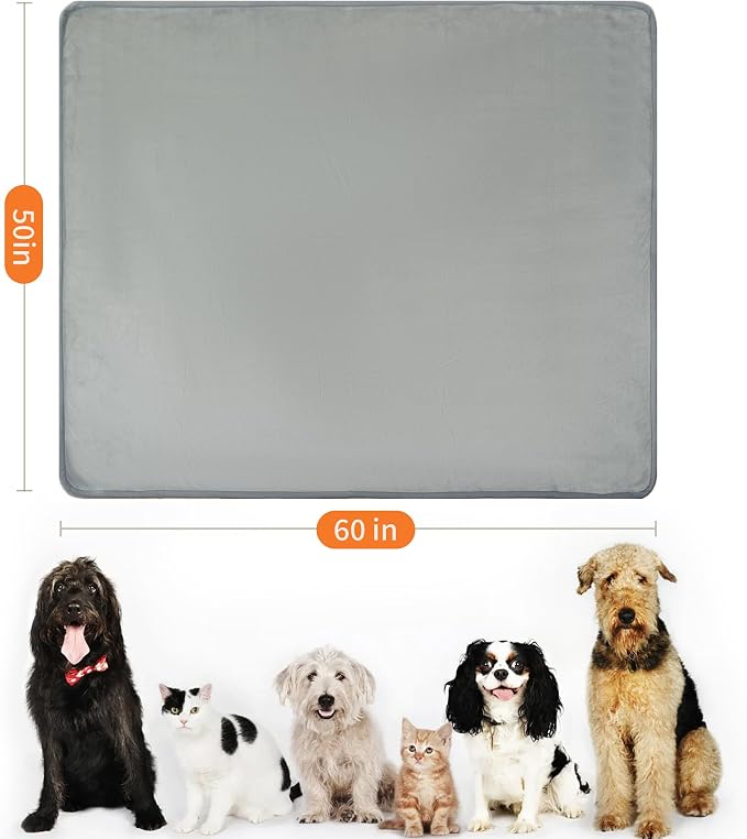 Waterproof Blanket for Couch Sofa Bed | Reversible Soft Flannel Throw Blanket for Medium Large Dogs Pet Leakproof, Protector for Crate, Travel, 50"x60", Light Grey - Image 4