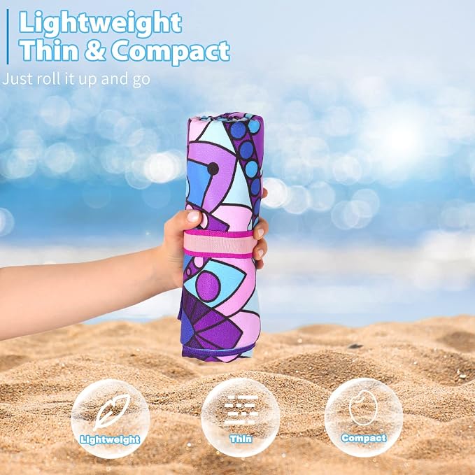 4 Pack Microfiber Oversized Lightweight Beach Towel 71"x32" XL Extra Large Thin Sand Free Towels Travel Swim Pool Yoga Gym Camping for Adults Women Men Beach Essentials Accessories Vacation Gift - Image 2