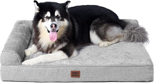 EHEYCIGA XXL Dog Bed Memory Foam, Orthopedic Giant Dog Bed Jumbo with Washable Removable Cover, Waterproof Pet Sofa Couch with Nonskid Bottom, 48x35x7.5, Grey by EHEYCIGA