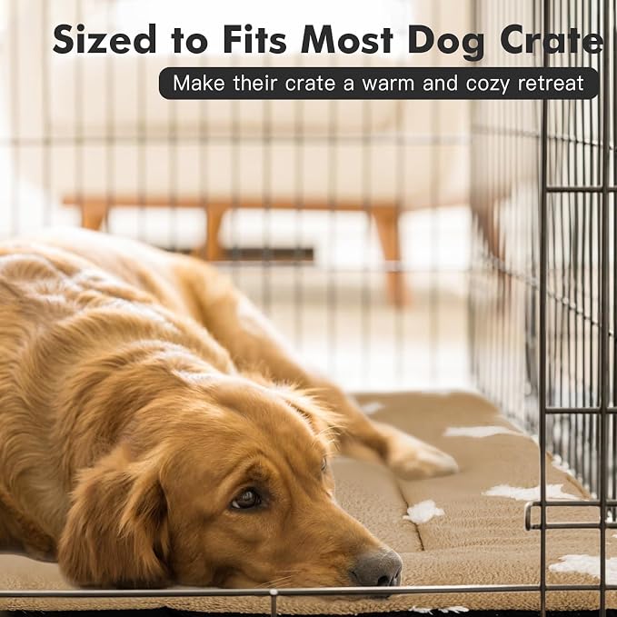 Mora Pets Dog Crate Pad Dog Kennel Bed Mat for Large Dogs Washable Cute Star Pet Bed for 36 inch Cage Ultra Soft Flat Puppy Cat Cushion for Cozy Sleeping Anti-Slip Brown 36 x 23 - Image 5