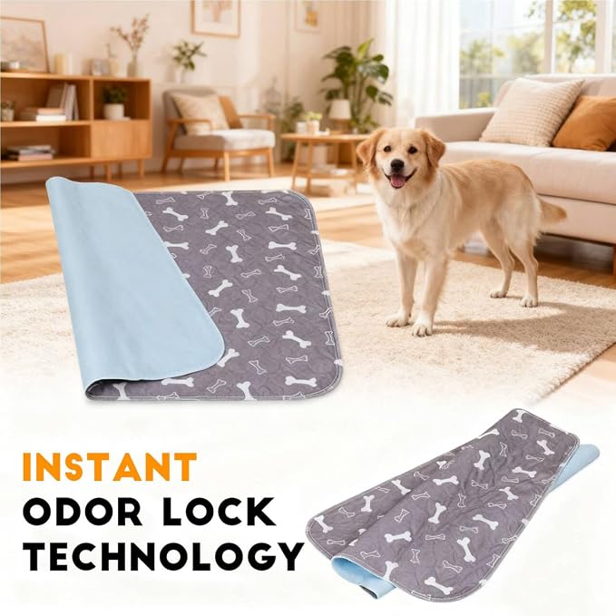 2PC Puppy Pads with Pheromones, Washable Puppy Pee Pads for Dogs Reusable Puppy Pads for Dogs and Cats - Leak & Odor Proof, Non-Slip Base Training Pads for Home & Travel(with Pet Hair Removal Gloves) - Image 3