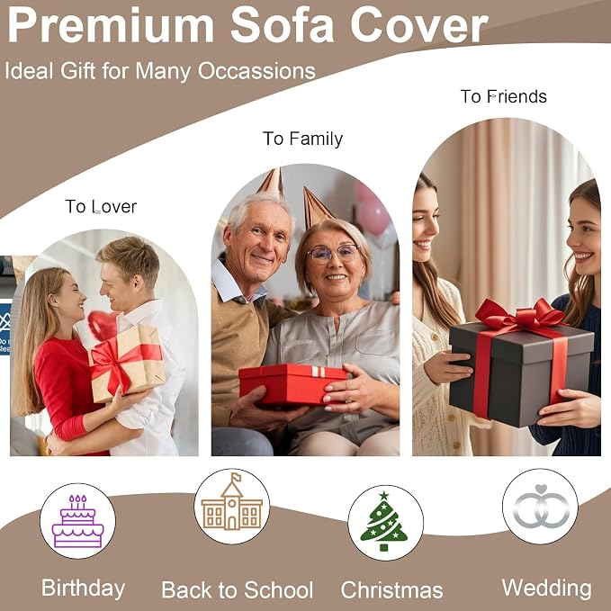 VClife Bohemian Sofa Cover Washable, Non Slip Chenille Couch Cover for 2 Cushion Couch Sofa Pet Furniture Protector Modern Tribal Black Gray Sofa Slipcover for Loveseat and Sectional Couch 71''x118'' - Image 7
