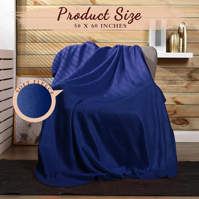 Buryeah 10 Pcs Fleece Blanket Bulk Soft Warm Fleece Blankets Cozy Lightweight Throw Blankets Plush Pet Throw Blanket for Home Bed Sofa Office Wedding Gifts Travel(50" X 60",Blue) - Image 2