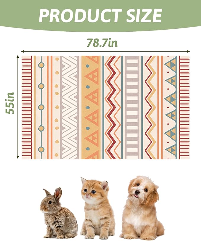 BNOSDM 79" X 55" Large Bunny Cage Liner Washable Pads for Rabbit Reusable Floor Mat for Rabbits Anti Slip Rug for Bunnies Pet Carpet for Chinchillas Cats Guinea Pigs Ferrets Dogs - Image 2