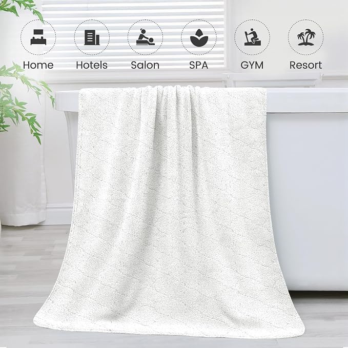 JML Microfiber Bath Towels Set of 2, 30 in x 60 in, White | Hanging Loop, Super Soft, Absorbent, Lint Free, Fade Resistant, Lightweight, Quick Dry, Use for SPA , Sauna, Salon Hair Wrap - Image 8