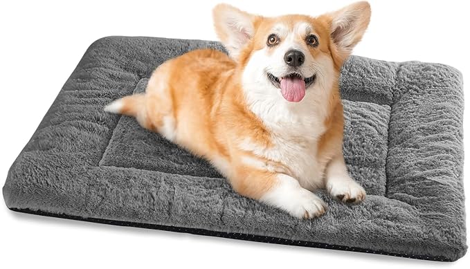 Dog Crate Pad for Small to Medium Dogs, 30 x 20 Inch Plush Kennel Mat, Washable, Anti-Slip, Fits Wire or Metal Crates, Travel, Home & Training, Dark Grey by ZENGAOOU