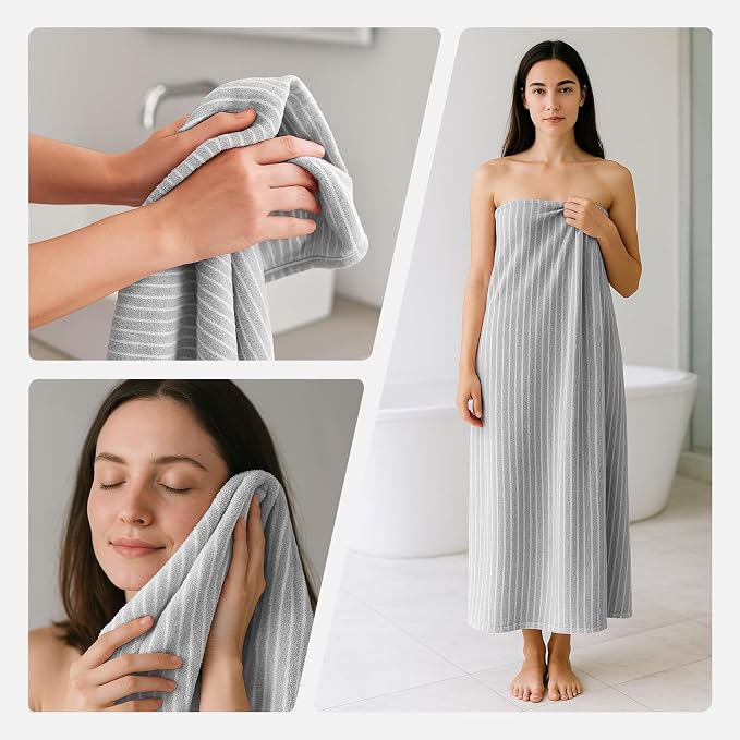 REDKISS 6-Piece Microfiber Bath Towel Set, Ultra Soft, Highly Absorbent & Quick Dry, 35x70 Inch Oversized, Light Gray Towels for Bathroom, Spa, Gym, 2 Bath 2 Hand 2 Washcloths - Image 7