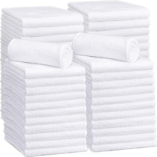 Shimeyao 30 Pcs 16 x 16 Inch Edgeless Microfiber Plush Towels for Cars Detailing Drying Wash Polishing Absorbent Cleaning Cloths, 500 GSM (White) by Shimeyao