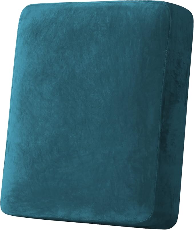 H.VERSAILTEX Velvet Stretch Couch Cushion Cover Plush Cushion Slipcover for Chair Cushion Furniture Protector Seat Cushion Sofa Cover (1 Piece Armchair Cushion Covers, Deep Teal) by HVERSAILTEX
