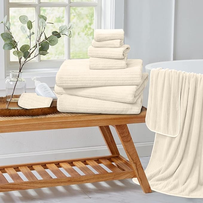 Extra Large Bath Sheet Set of 4,Ultra Soft Fluffy Towel,35”x 70”Oversized Bath Towel Set,Premium Microfiber Bathroom Towel Set Highly Absorbent Quick Dry Shower Towel for Bathroom,Hotel,Spa(Beige) - Image 2