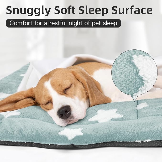 Mora Pets Cat Bed for Indoor Cats Washable Dog Crate Pad Cute Star Dog Bed Mat for Small Dogs Pet Kennel Pad for Cage Soft Flat Puppy Kitten Cushion for Sleeping Anti-Slip Blue 22 x 13 - Image 2