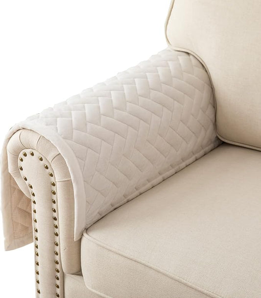 Eismodra Armrest Covers,Couch Cover,Sofa Cover,Backrest Covers,Anti-Slip Armchair Slipcovers for Dogs Cats Pet Loveseat Recliner Leather L Shaped,White 28 x 28 Inches (Only 1 Piece) by Eismodra
