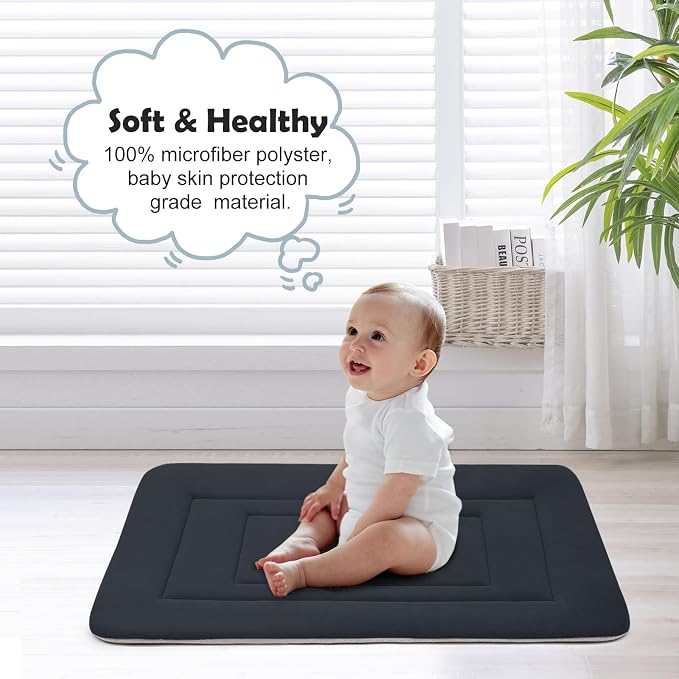 Dog Bed Soft Dog Crate Bed Pad Mat, 36 in Non Slip Bottom Washable Beds for Medium and Large Dogs, Pet Bed Mattress Kennel Pad, Dark Blue Gray - Image 4