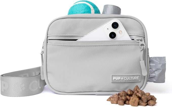 Pup Culture Dog Treat Pouch with Poop Bag Dispenser and Removable Treat Pouch | Cross Body Dog Walking Bag | The Perfect Puppy Training Tool and Even Better Gift by PupCulture