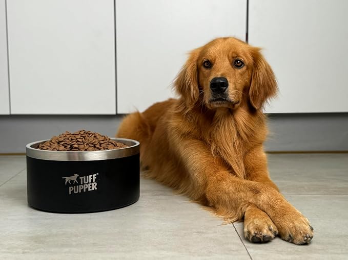 Tuff Pupper Heavy Duty Insulated Dog Bowl | Double Wall Stainless Steel Dog Food Dish | Non-Slip Spill Proof Dishwasher Safe Cat Bowl | Water Dish for Feeding Large Medium Small Pets (188oz, Black) - Image 2