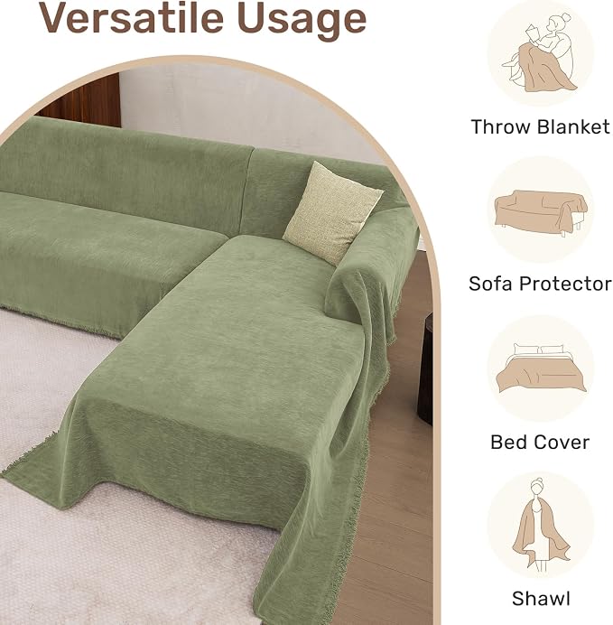 2 Pieces Sectional Couch Covers L Shaped Cover XXXL Light Sage | Thick Washable Fabric for L Shaped Sectional Sofa, Anti-Pet Hair, Stain & Wear Resistant, Easy Care & Installation - Image 6