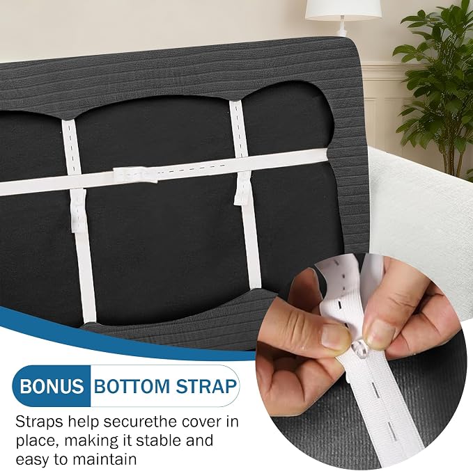 Sofa Cover Stretching Skid Resistance Couch Cover for Pets Washable, Thick and Durable Soft High Spandex Striped Pattern Sofa Covers, Form Fitted Sofa Slipcover(Sofa, Dark Gray) - Image 3