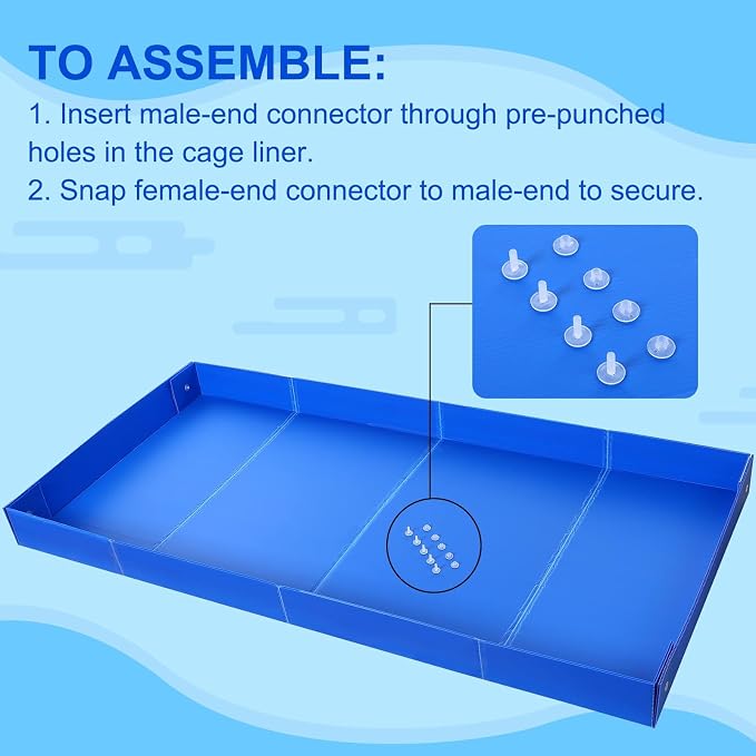 Thyle 2 Pcs Guinea Pig Cage Liner Corrugated Plastic Cage Liner Base 2 x 4 Panel Size 55" L x 27" w Guinea Pig Cages Bottom for Small Animals Hedgehogs Rabbits Cages Tray Blue - Image 4