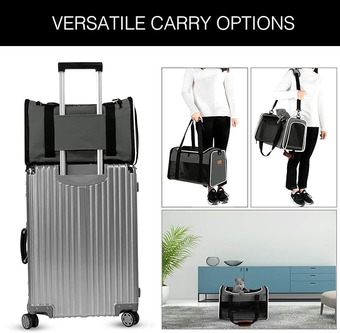 Cat Carrier - Portable Foldable Dog Pet Carrier, Soft-Sided Pet Bag up to 22 Lbs, Airline Approved Travel Puppy Carrier