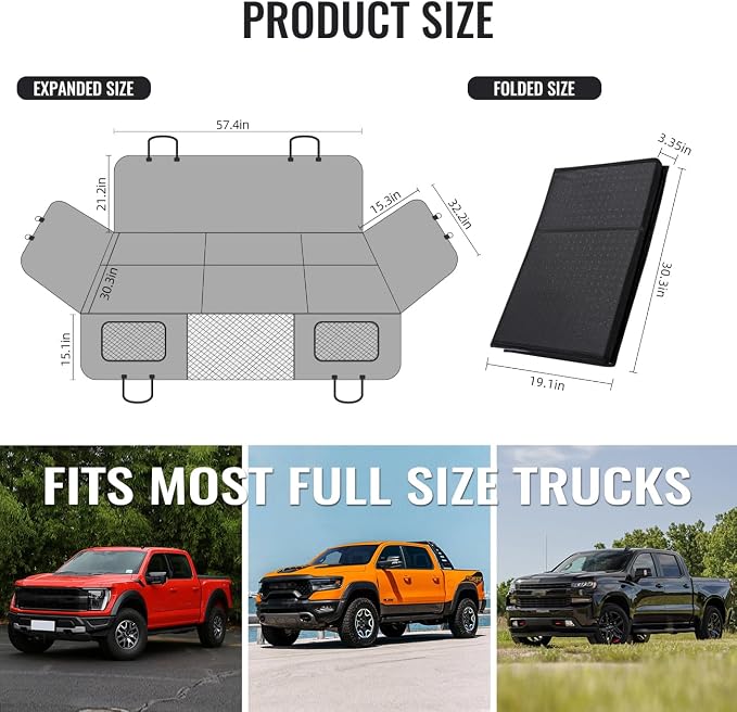 MAXFUT Dog Back Seat Extender for Truck,Dog Seat Cover Back Seat,Dogs Hammock,Hard Bottom Backseat Extender for Pet,Pet Seat Cover for F150/RAM1500/Silverado - Image 6