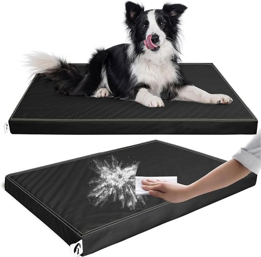 Waterproof Dog Bed Hair-Resistant, Removable Vegan Leather Cover, Pee Proof Black Vinyl Pad, Easy to Clean Pet Pad by GAUNGDEEN