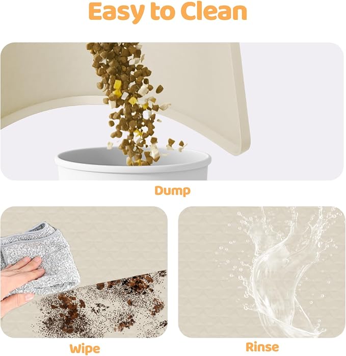 Dog Food Mat 51''x25.6'' Extra Large Dog Mat for Food and Water,Beige | Silicone Dog Bowl Mat with Raised Edge, Waterproof Non-Slip Pet Feeding Mat for Floors, fit for Dog Cat Bowls - Image 5