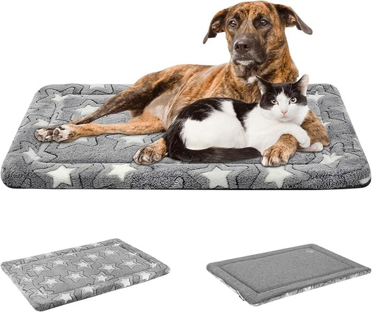 EMPSIGN Dog Crate Pad for 54"x37" Dog Crate, Star Pattern/Grey | Reversible Kennel Mat (Cool & Warm), Machine Washable, Cozy Star Pattern Sleeping Pad, All-Season Pet Bed by EMPSIGN