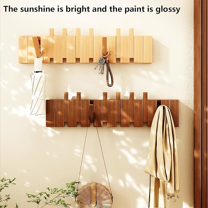 Wall Mounted Hangers with Piano Keys, Natural Solid Wood Hangers Suitable for wardrobes, Kitchens, bedrooms, bathrooms, and Entrance Hangers - Image 5