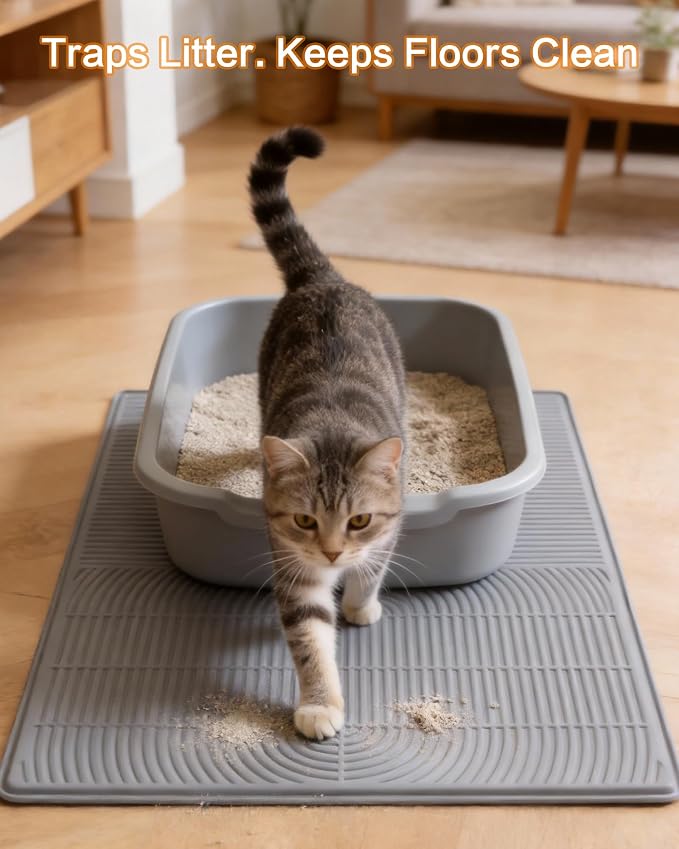 Silicone Cat Litter Mat Large, 40'' x 28'', Waterproof Trapping Mat for Litter Box, Easy Clean & Non-Slip - Image 2