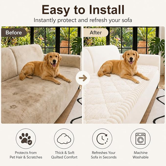 NILUOH Couch Cover for Dogs Washable, Non Slip Furniture Protector for Pet | Suitable for Leather & Fabric Loveseat/Small Couch, Prevents Pet Hair, Scratches & Stains, Pet Friendly, 27.6"x59" - Image 7